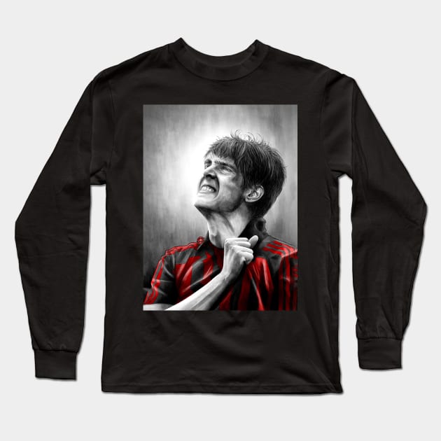 Kaka - AC Milan Serie A Football Artwork Long Sleeve T-Shirt by barrymasterson